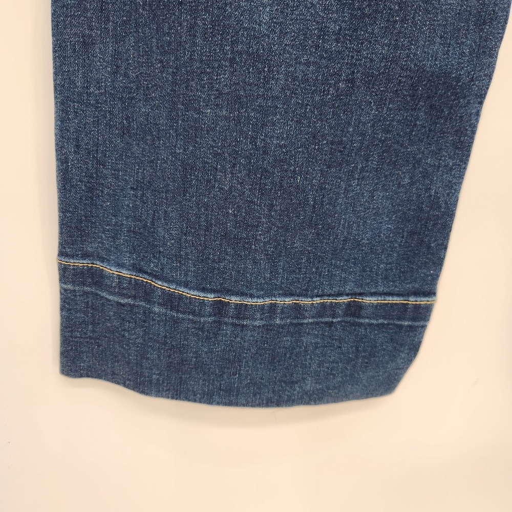 Oat New York Dark Wash Wide Leg Jeans Stretch 5 Pocket Wide Cuff Hem Size 12/31 - Picture 9 of 10